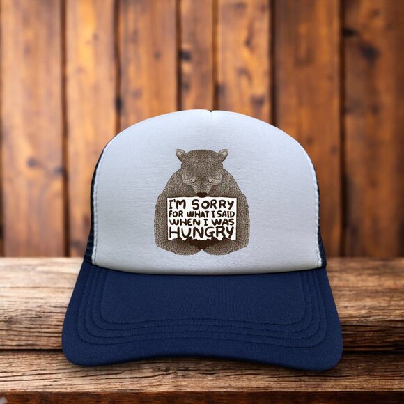Sorry For What I Said When I Was Hungry Unisex Trucker Hat Green Funny Meme Cap - Picture 1 of 4